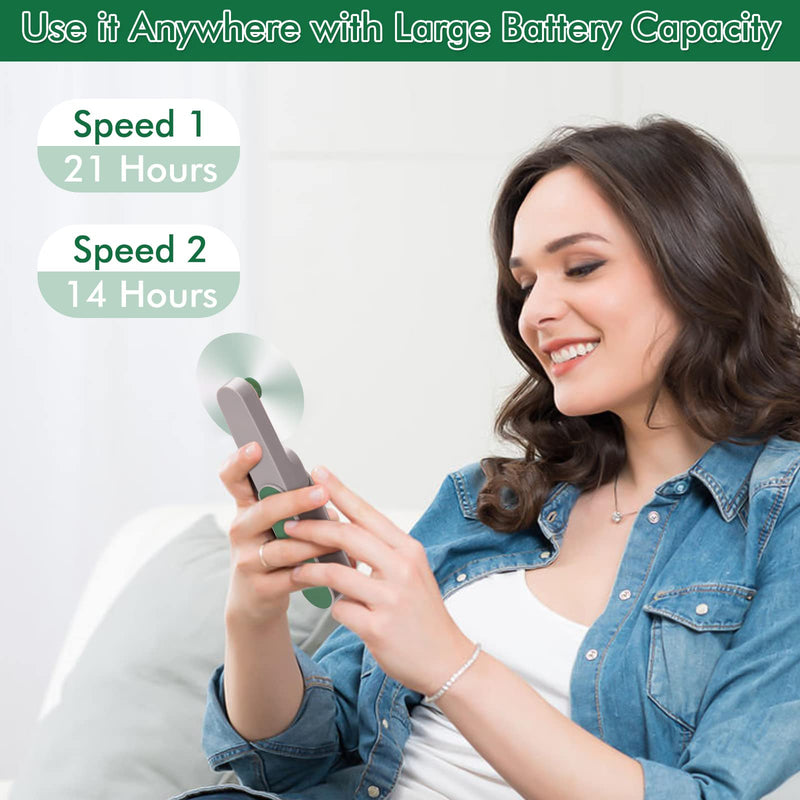 [Australia - AusPower] - Nezylaf Handheld Mini Fan, Travel Mini Fan Rechargeable [9-15 Working Hours], Portable USB Small Pocket Fan, Personal Fan with Power Bank,Outdoor Travel essentials for Women Green-01 