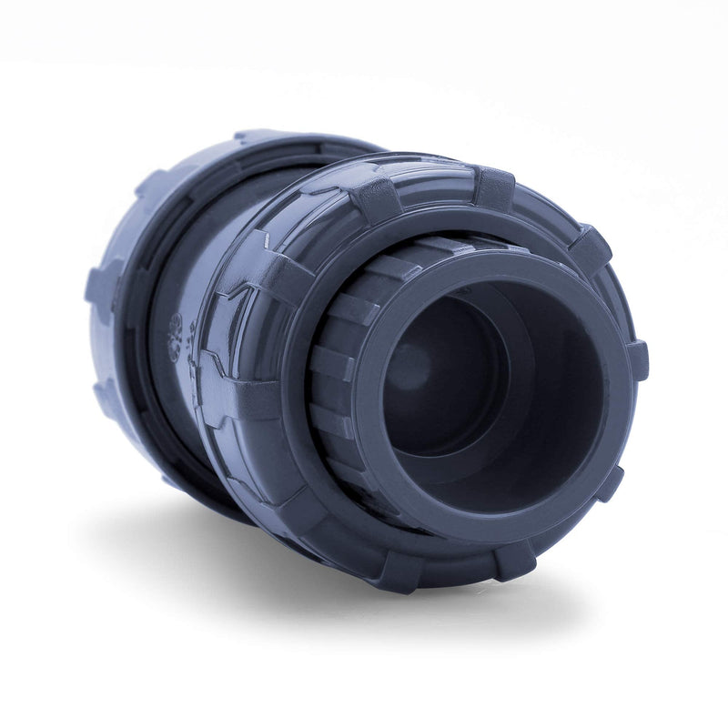 [Australia - AusPower] - HYDROSEAL Sharkfellow 1’’ PVC True Union Ball Check Valve with Full Port, ASTM F1970, with EPDM Seals, Corrosion-Free, Service Free, Rated at 200 PSI @73F, Gray, 1 inch Socket (1'') 1'' 