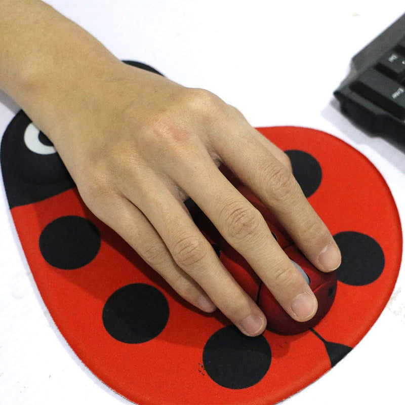 [Australia - AusPower] - PCTC Mouse Pad, Red Cute Ladybug Comfortable Gel Wrist Support Mouse Pad - Ergonomic Gaming Desktop Mouse Pad Wrist Rest -Gaming Mouse Pad, Non-Slip PU Base for Computer, Laptop, Home, Office&Travel 