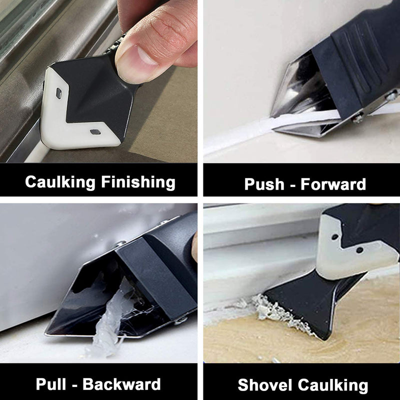 [Australia - AusPower] - King&Charles Caulking Tool, Caulk Remover& Glass Glue Angle Scraper, 3 in 1 Silicone Caulking Tool Kit - Caulk Removal Tool 