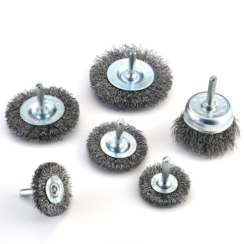 [Australia - AusPower] - TILAX Wire Brush Wheel Cup Brush Set 6 Piece, Wire Brush for Drill 1/4 Inch Arbor 0.012 Inch Coarse Carbon Steel Crimped Wire Wheel for Cleaning Rust, Stripping and Abrasive, for Drill Attachment 