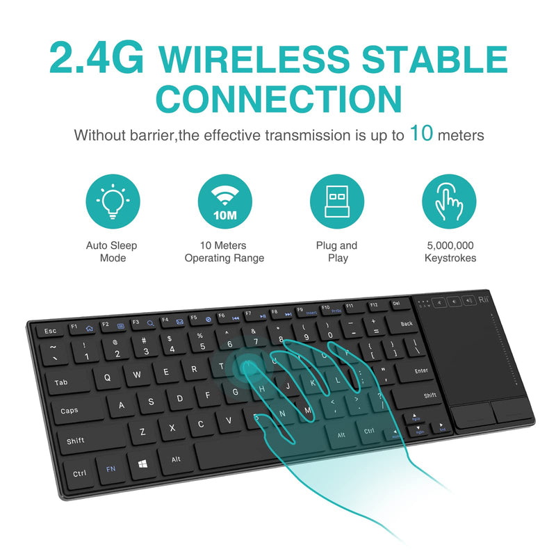 [Australia - AusPower] - Rii K22 Ultra Slim 2.4 Gigahertz Mini Wireless Multimedia Keyboard with Touchpad for PC and Laptop 