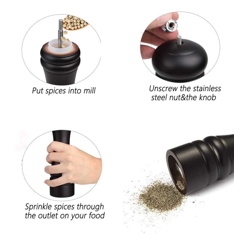 [Australia - AusPower] - JOIDXIR Pepper Mill Black 12 Inch Tall Large Pepper Grinder Mill Wood Refillable Stainless Steel Metal Mechanism Adjustable Coarseness 12inch 
