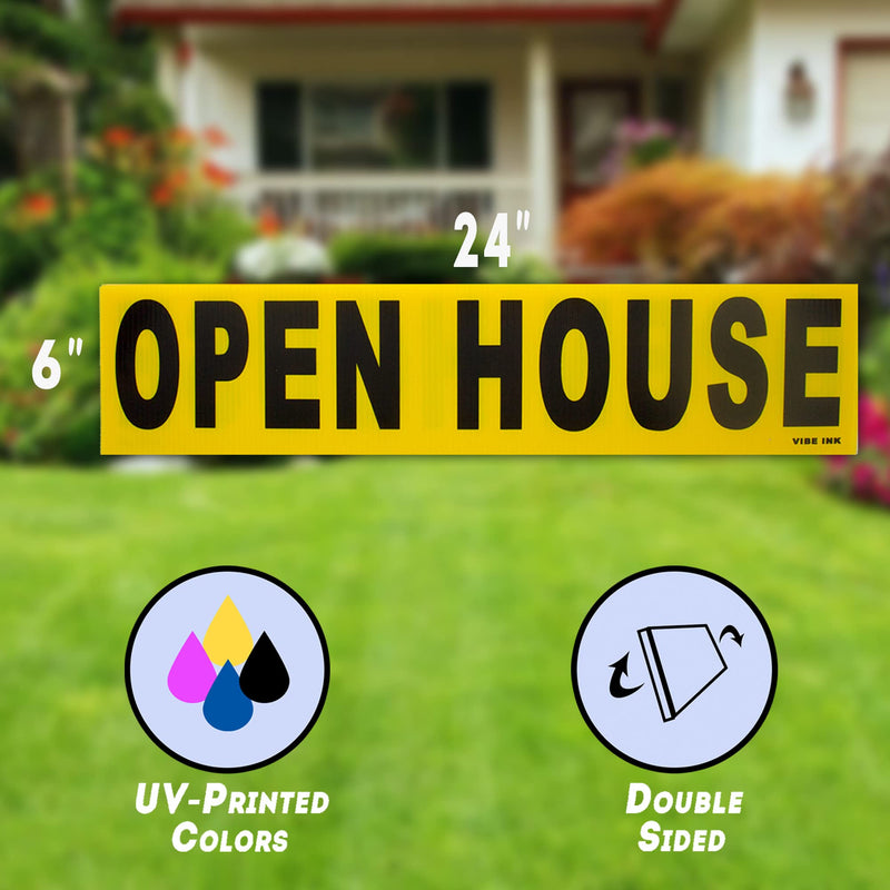 [Australia - AusPower] - 6 Pack Bundle of Real Estate Rider Signs 6x24" - For Sale, Open House, Sold, Coming Soon, Sale Pending, New Listing - Double-Sided, Waterproof Corrugated Plastic, Made in America (Black Letters) Black Letters 