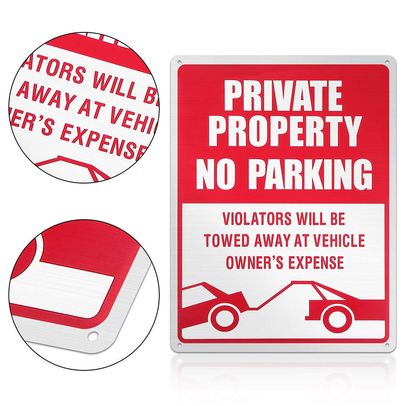 [Australia - AusPower] - 3 Pieces No Parking Sign Private Property Sign Violators Will Be Towed Sign Aluminum Sign Rust Free Weatherproof Indoor and Outdoor Use, 10 x 14 Inches 