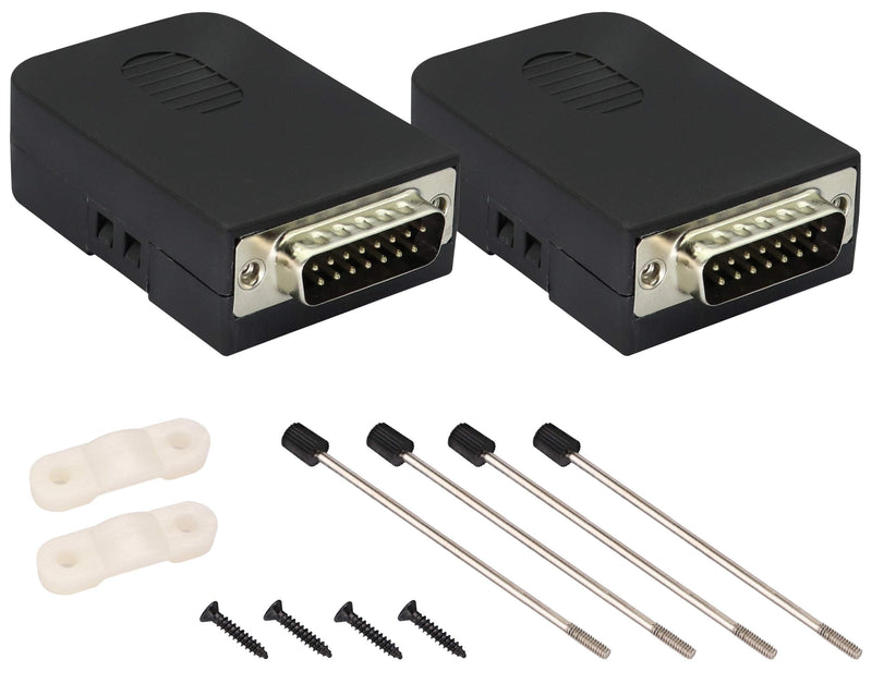 [Australia - AusPower] - AAOTOKK DB15 Screw Terminal Block Adapter D-SUB 15 Pin 2 Row DB15 Male to 16 Pin/Way Female Serial Terminal Breakout Board Connector Signal Module with case (2Pcak/Male) 
