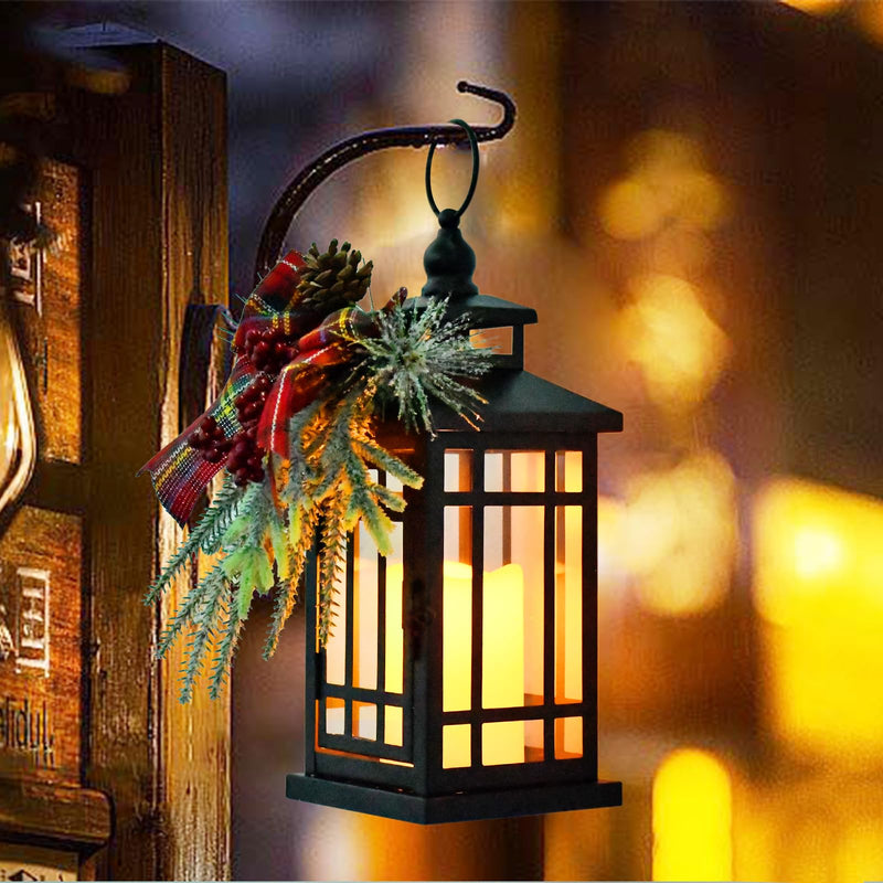 [Australia - AusPower] - 2PCS Christmas Vintage Candle Lantern with Flameless LED Light, 14'' Xmas Decorative Hanging Lantern for Holiday Home Table Fireplace Indoor Outdoor Party Decor 