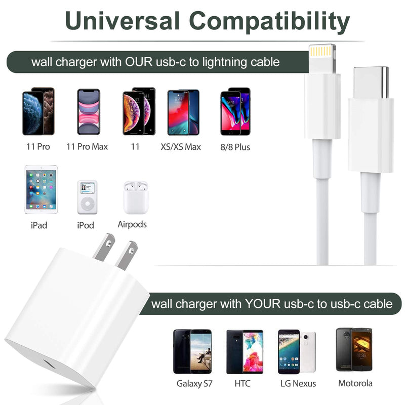 [Australia - AusPower] - iPhone 13 Charger, 20W USB C Fast Wall Charger with 5FT USB-C to Lightning Cable, PD Quick Charging Power Adapter Cable Block Plug Compatible with iPhone13 12 11 Pro Max SE X XS XR 8 Plus,iPad,AirPods 