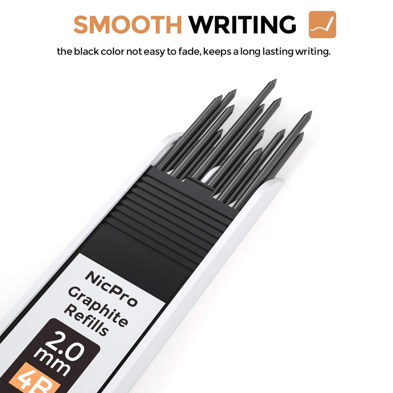 [Australia - AusPower] - Nicpro 2.0 mm Mechanical Pencil Set, Artist Metal Lead Holder Carpenter pencils with Graphite Lead Refill HB, 2H, 4H, 2B, 4B, Eraser, Sharpener for Draft Drawing, Writing, Shading, Art Sketching 1 
