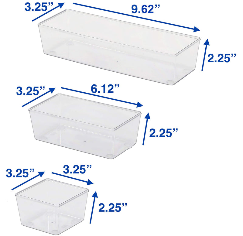 [Australia - AusPower] - 6 Pack - Simple Houseware Clear Plastic Desk Drawer Organizers 