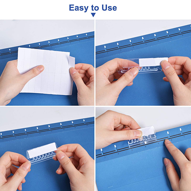 [Australia - AusPower] - File Folder Tabs, 100+200 Sets Hanging File Folder Tabs with Inserts for Hanging Folders, 2 Inch Clear Plastic Hanging File Tabs for Quick Identification 