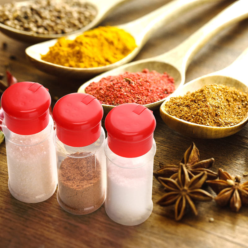 [Australia - AusPower] - 6 Pieces 3.5 oz Plastic Salt and Pepper Shakers Red Lids Seasoning Bottle Containers Spice Containers Seasoning Containers with Shaker Lids for Storing Salt Sugar Spice Herbs and Powders (Red) 