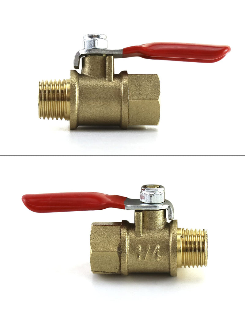 [Australia - AusPower] - QWORK Ball Valve, 3 Pcs 1/4" Heavy Duty Brass Ball Valve Shut Off Switch, 1/4" Male x Female NPT Thread Pipe Fitting Air Compressor Shut Off Valve 3 Pack 