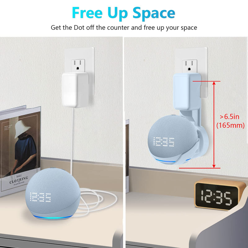 [Australia - AusPower] - ZUOLACO Wall Mount Holder for Echo Dot 5th Generation, Outlet Hanger Stand for Echo Dot (5th & 4th Gen), Space-Saving Dot Accessories with Built-in Cable Management, Hide Messy Wires, Cloud Blue 