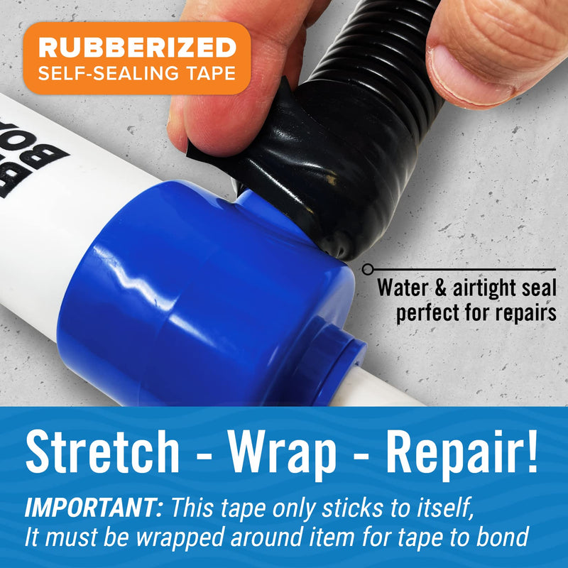 [Australia - AusPower] - Rubber Tape Silicone Tape Self Fusing Rubber Grip Tape 1" x 40FT Black Silicone Repair Pipe Tape Electrical Radiator Hose Coax Plumbers Water Seal Stretch 
