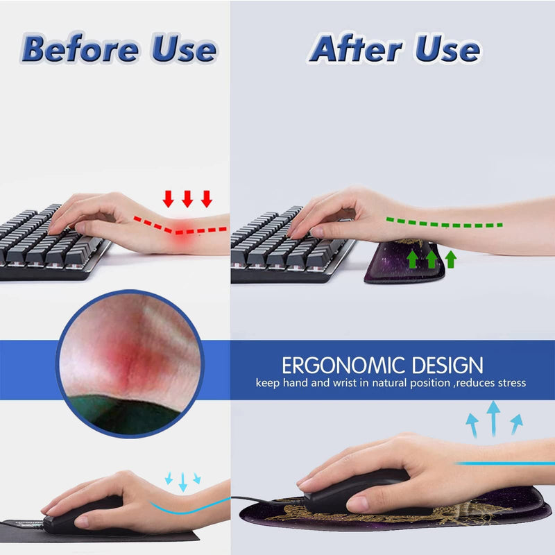 [Australia - AusPower] - CUISHAN Ergonomic Gel Mouse Wrist Rest Pad and Keyboard Pad Set,Anti-Slip PU Bottom Easy Typing and Relieve Wrist Pain with Cute Coaster Set (3-Starry Owl) 3 Set-006 