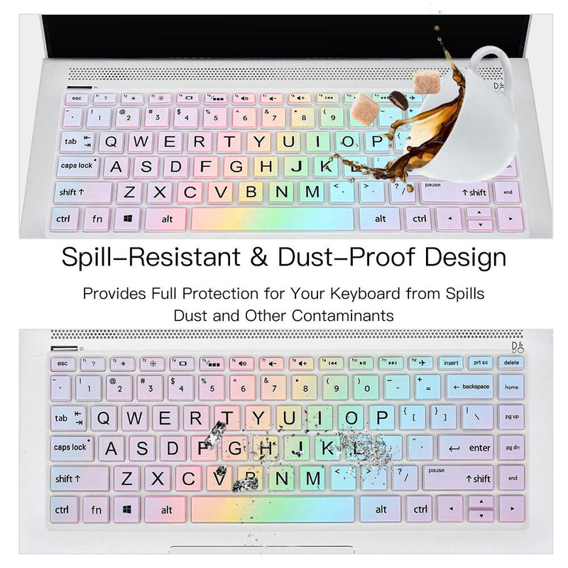 [Australia - AusPower] - Keyboard Cover for HP Pavilion X360 14" & HP Laptop 14 14-dq 14-fq 14-dk 14m-dh 14-cd/ce/cf Series 14-cf0006dx/cf0012dx 14-dk0002dx 14-dq0011dx/dq1037wm/dq1089wm 14-fq0040nr/fq0050nr Keyboard Skin Colorful Rainbow 