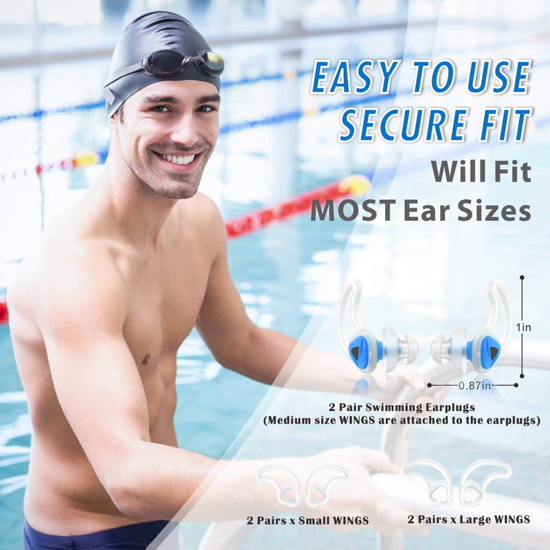 [Australia - AusPower] - 2 Pairs Swimmer Ear Plugs, Hearprotek Upgraded Custom-fit Water Protection Adult Swimming earplugs for Swimmers Water Pool Shower Bathing and Other Water Sports 