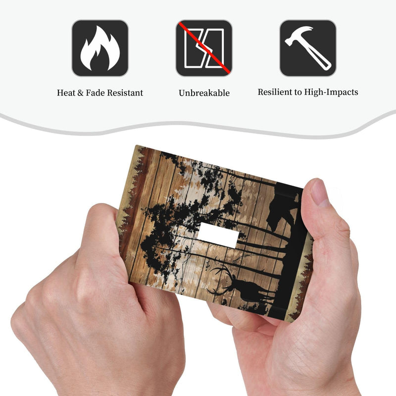 [Australia - AusPower] - Rustic Mountain Forest Cabin Antler Bear Deer Elk Silhouettes Hunting Country Animal 1 Gang Electrical Single Toggle Device Switch Wall Plate Jumbo Size Decorative Outlet Light Switch Face Plate Cover 1 Gang Toggle Hunting Forest Deer Bear 