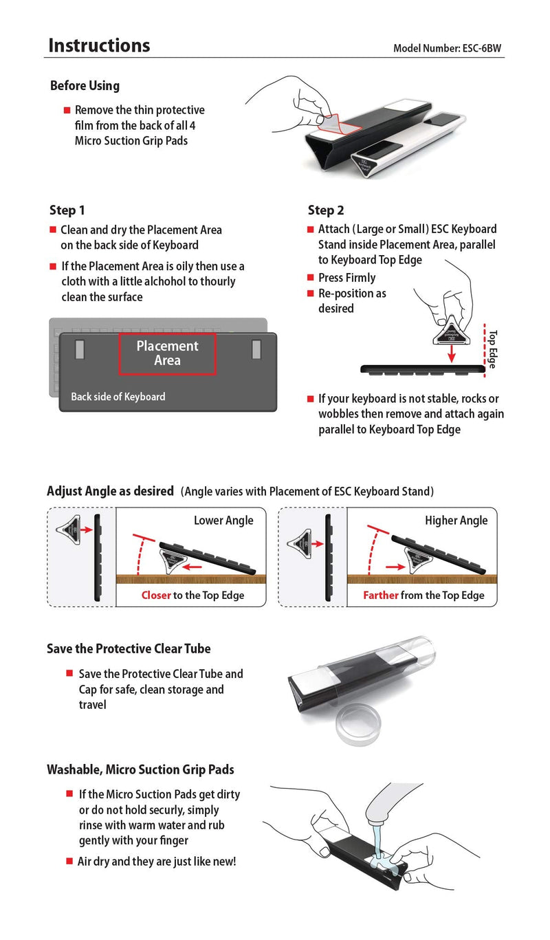[Australia - AusPower] - ESC Computer Keyboard and Laptop Stand, Variable Ergonomic Angles and Tilt, Two Sizes of Stands Included, Compatible with Most Keyboards, Repositionable Micro Grip Pads 