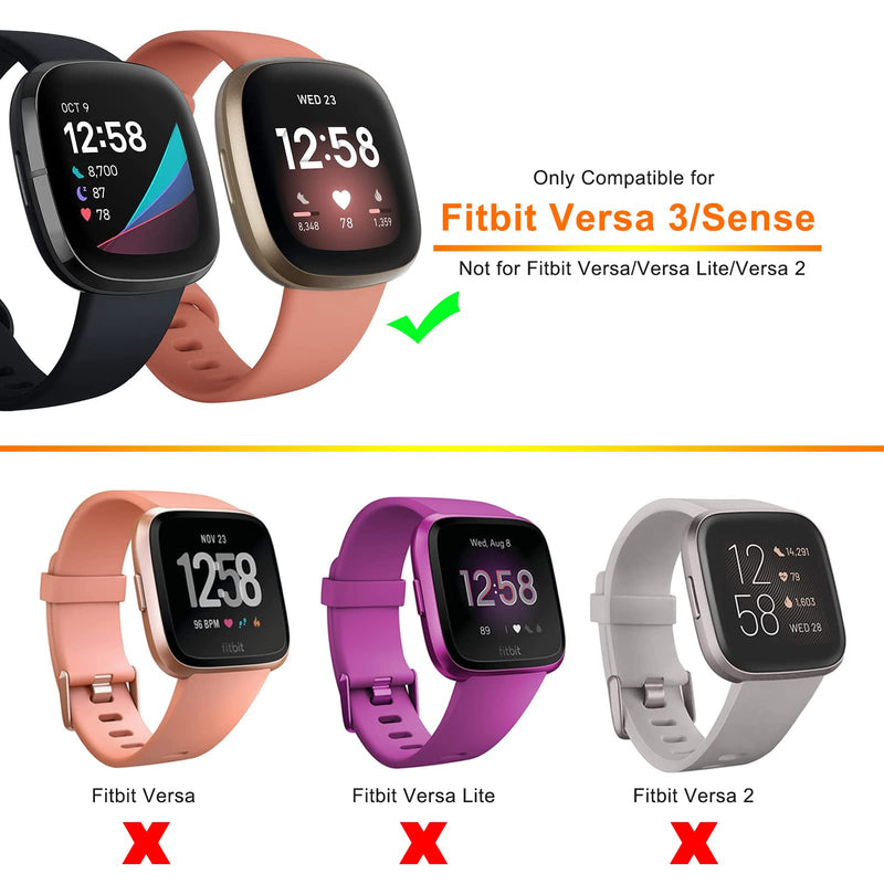 [Australia - AusPower] - 8 Pack Case Compatible with Fitbit Versa 3 / Sense Screen Protector, GHIJKL Ultra Slim TPU Plated Cover Anti-Scratch All Around Bumper Shell Accessories for Fitbit Sense/Versa 3 Smartwatch, Women Men 