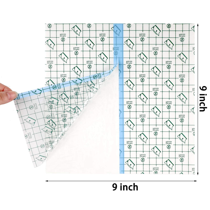 [Australia - AusPower] - 50 Pieces Waterproof Shower Patch Transparent Stretch Adhesive Bandage Protective Shower Bandage Cover Waterproof Transparent Film Clear Adhesive Bandages Dressing, 9 x 9 Inch 