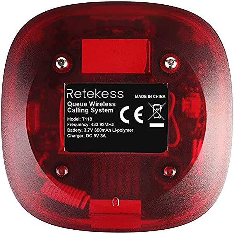 [Australia - AusPower] - Retekess T118 Restaurant Coaster Pager Mute Button USB Charging Queue Calling System with 1 Pager Receiver for Food Court Bar Church Nursery 