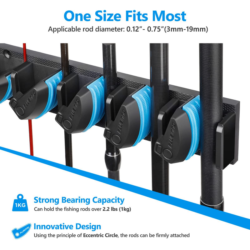 [Australia - AusPower] - PLUSINNO Vertical Fishing Rod Holder, Wall Mounted Fishing Rod Rack, Fishing Pole Holder Holds Up to 9 Rods or Combos, Fishing Rod Holders for Garage, Fits Most Rods of Diameter 3-19mm 