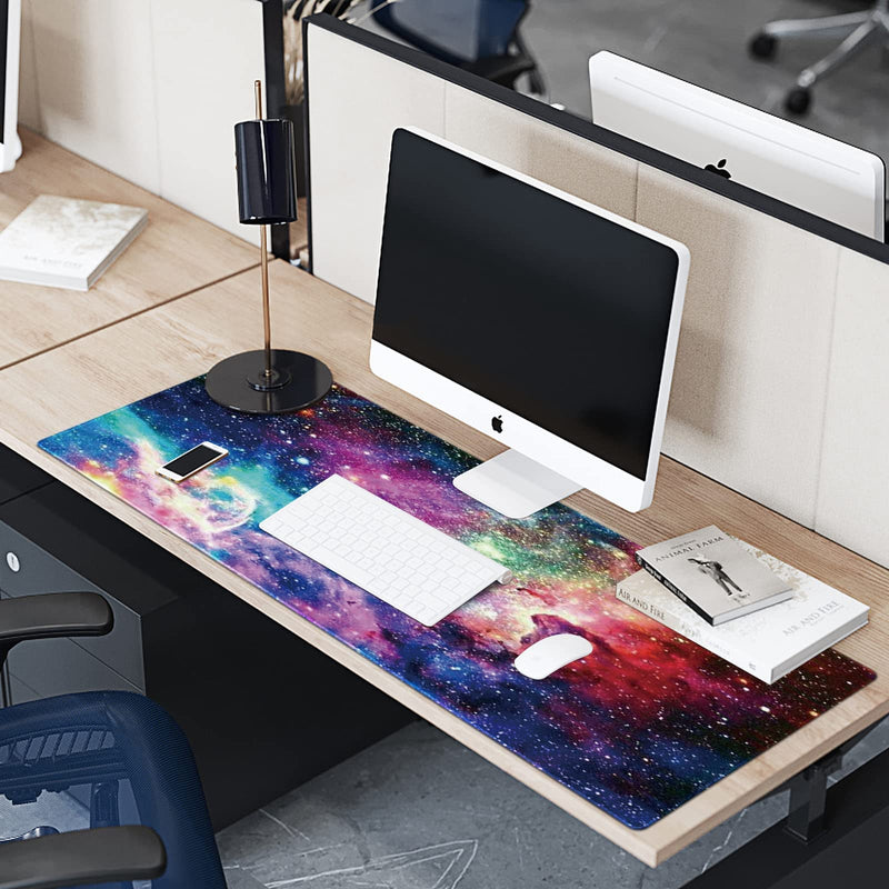 [Australia - AusPower] - ZYCCW Large Gaming Mouse Pad, Oversized Extended Mat Desk Pad Keyboard Pad (31.5"x11.8"x0.15") Thick Non-Slip Rubber Stitched Edges(Space Galaxy Nebula)… 