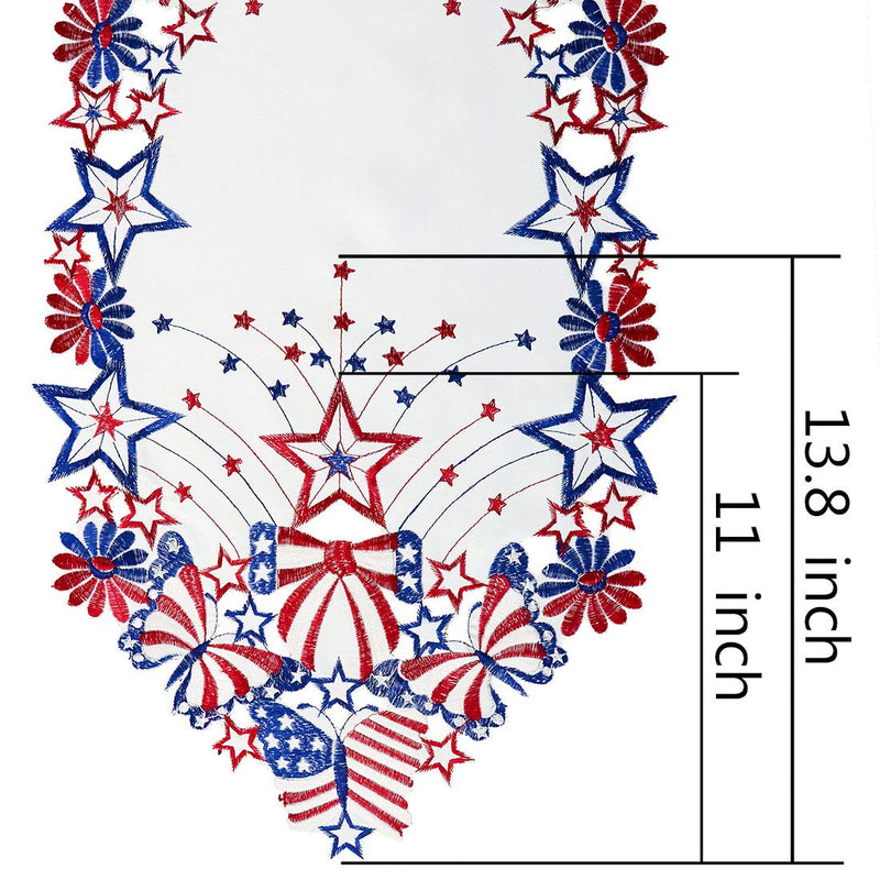 [Australia - AusPower] - Simhomsen July 4th Holiday Patriotic Table Runners for American Independence Day, Memorial Day, Embroidered Stars, Butterflies and Flowers (14 × 69 Inches) 14 × 69 Inches 