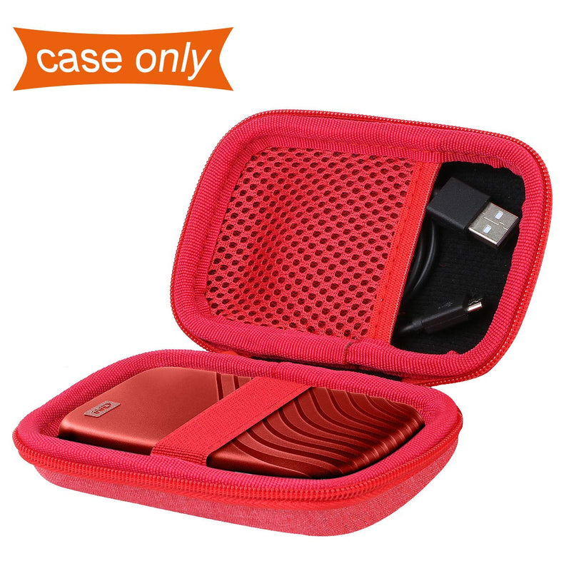 [Australia - AusPower] - Aenllosi Hard Carrying Case Compatible with WD 1TB 2TB 500GB My Passport SSD External Portable Drive (red) red 
