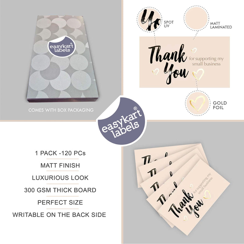 [Australia - AusPower] - Easykart 120 Thank You For Supporting My Small Business Cards, Gold Foil Business Card Size 3.5" x2", Thank You Cards for Online Retail Shop, Small Business, Customer Package Inserts 1 PACK 