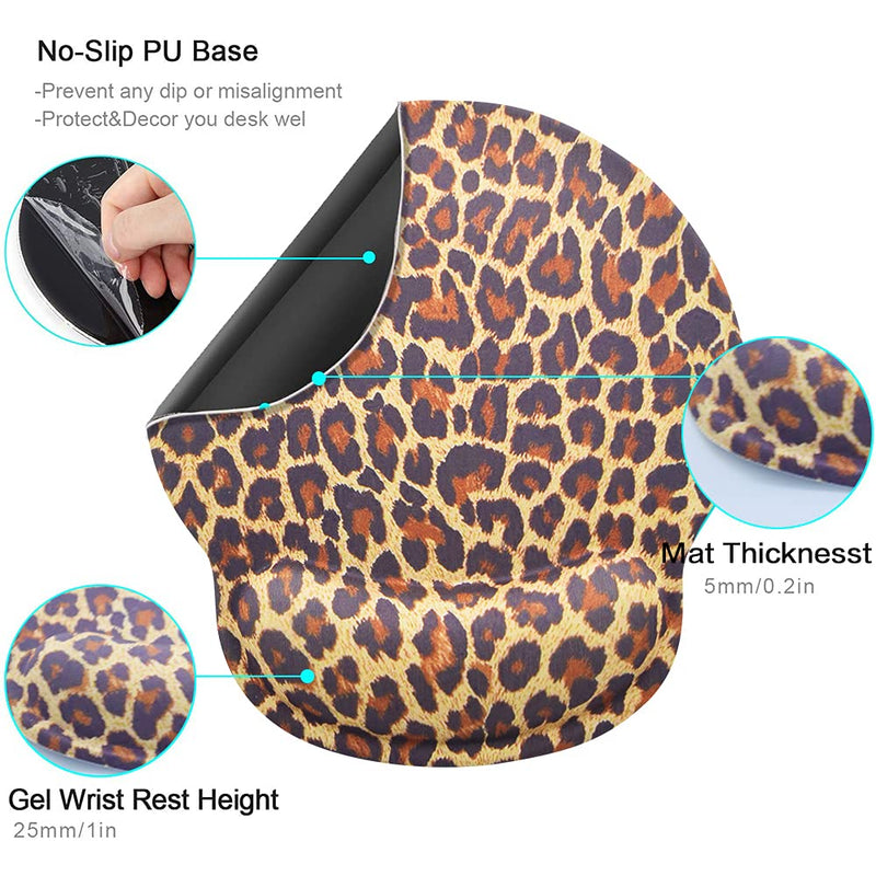[Australia - AusPower] - Leopard Mouse Pad with Wrist Support,Desk Accessories Ergonomic Mouse Pad Durable & Comfortable Large Non-Slip Cheetah Wrist Rest for Gaming,Computer,Laptop,Home Office 
