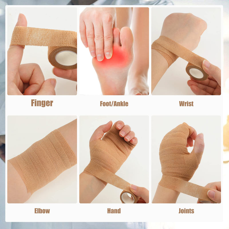 [Australia - AusPower] - 48 Pack Self Adhesive Bandage Wrap 1 Inch x 5 Yards Breathable Adherent Cohesive Toe Tape Waterproof Bandage Athletic Tape Medical Tape for Wrists, Knee and Ankle Protection (Nude) Nude 