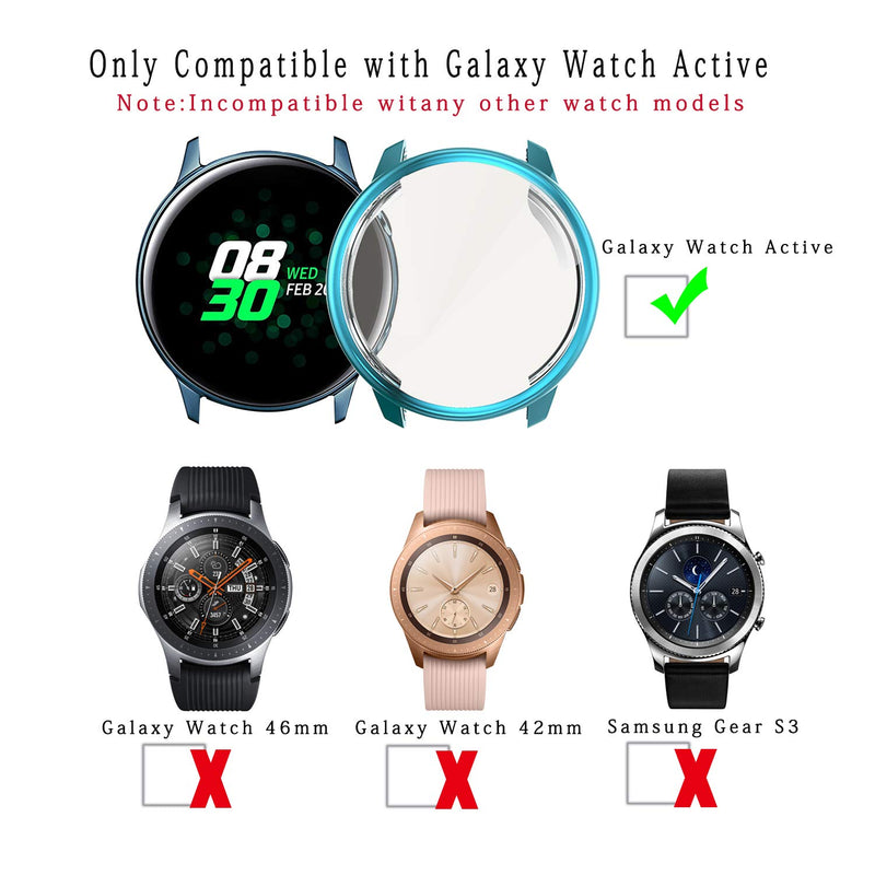 [Australia - AusPower] - ISENXI Compatible with Galaxy Watch Active Case,Soft TPU Full Coverage All Around Ultra-Thin Protector Bumper Cover Case Compatible for 2019 Samsung Galaxy Watch Active Smartwatch (Silver+Clear) Silver+Clear 