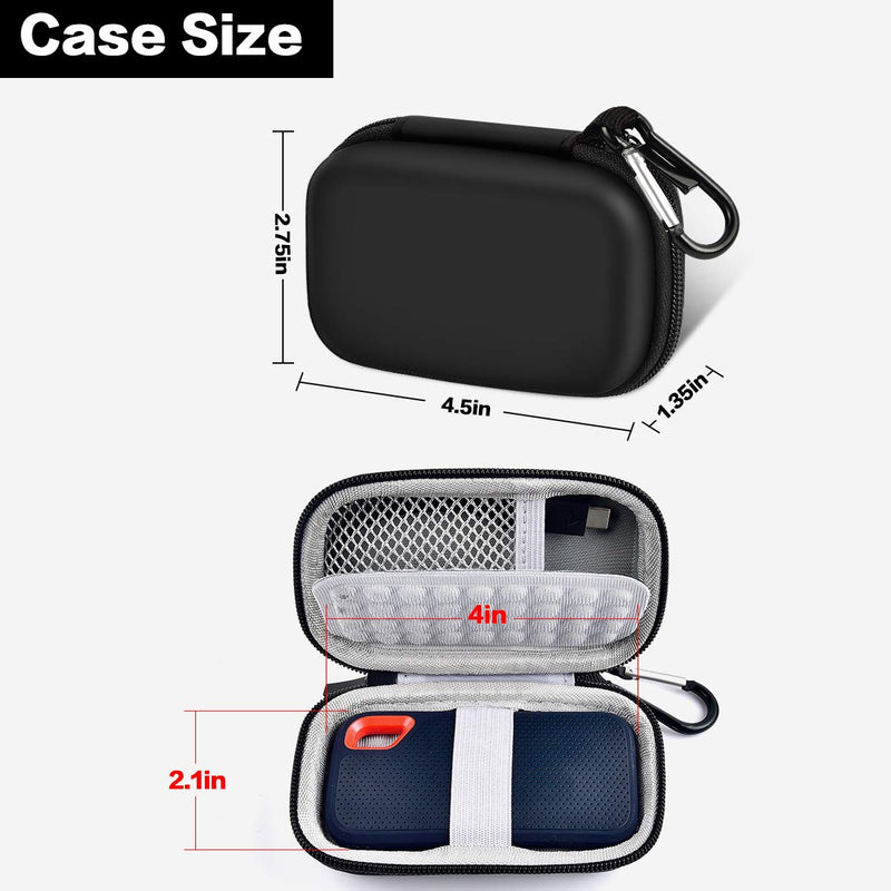 [Australia - AusPower] - Case Compatible with Sandisk Extreme Portable SSD External Hard Drive 500GB/ 1TB/ 2TB/ 4TB, Travel Carrying Storage Bag- Black (Not for Sandisk Pro) Holds 1 ssd 