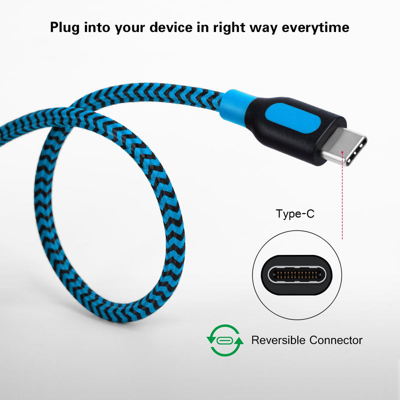 [Australia - AusPower] - USB Type C Cable, 3Pack Canjoy Short USB C Cable 1ft Braided USB C Charger Cord Compatible Samsung Galaxy S10e S10 S9 S8 Plus, Note 9 8, Moto X4 G6 Z3, Google Pixel XL 2XL 3XL C, LG G7 ThinQ G6 G5 V30 Red Blue Grey 