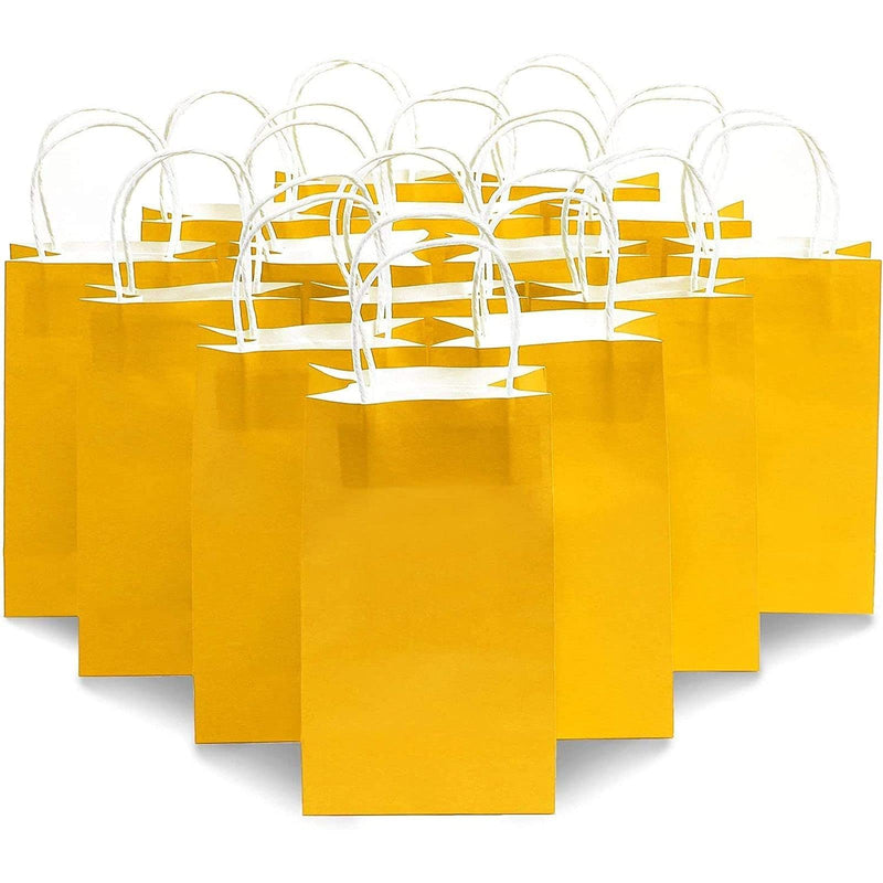 [Australia - AusPower] - 25 Pack Yellow Paper Gift Bags with Handles for Birthday Party Favors (5x3x9 Inches) 