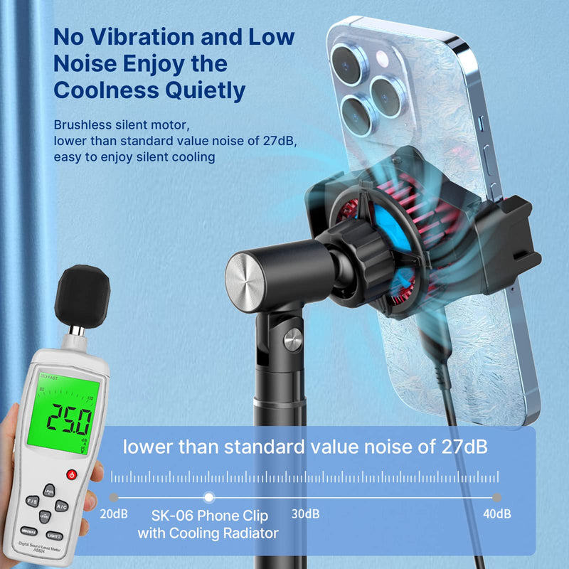 [Australia - AusPower] - ULANZI Phone Cooler for Live Streaming & Gaming w Adjustable Stand, Fast Phone Cooling Fan & Mobile Phone Radiator w 5 Layers Heat Dissipation Devices, Fit All Types of iPhone Android Smartphones 