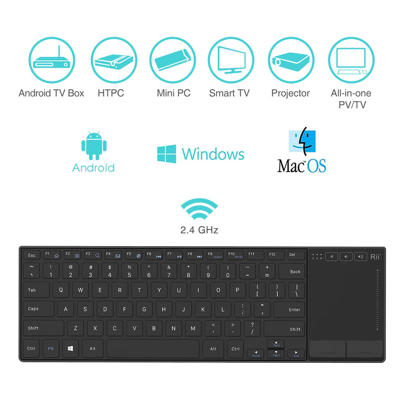 [Australia - AusPower] - Rii K22 Ultra Slim 2.4 Gigahertz Mini Wireless Multimedia Keyboard with Touchpad for PC and Laptop 