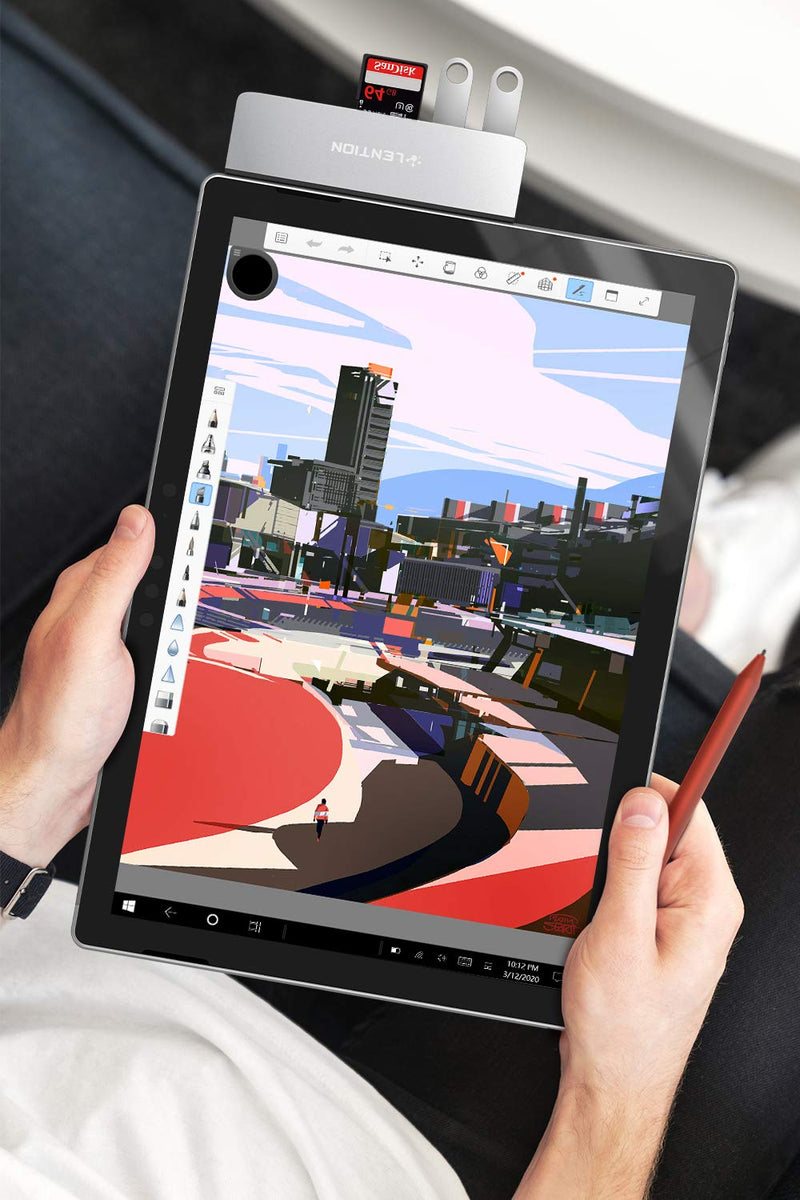 [Australia - AusPower] - LENTION 6-in-1 USB C Hub for Surface Pro 7 Only, with 4K/60Hz HDMI, SD & Micro SD Dual Card Reader, 2 USB 3.0 and 60W Type C Charging Port, Stable Driver Adapter (CB-CS34, Silver) 
