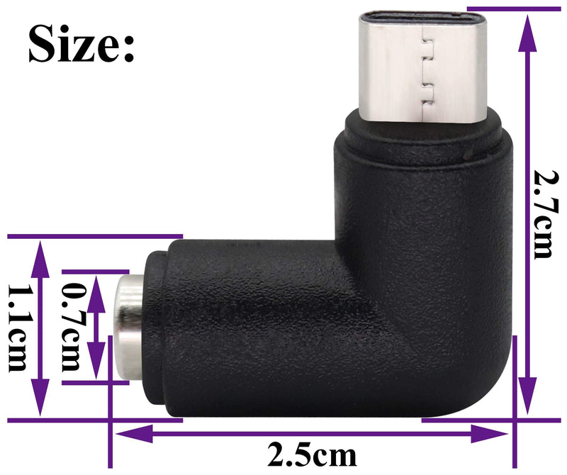 [Australia - AusPower] - AAOTOKK 90 Degree Type C USB Male to DC 5.5x2.1mm Female Connector DC Barrel Jack Power Adapter Type C USB 5V Connector for Type C USB Charging Device (2Pack/Type C) 