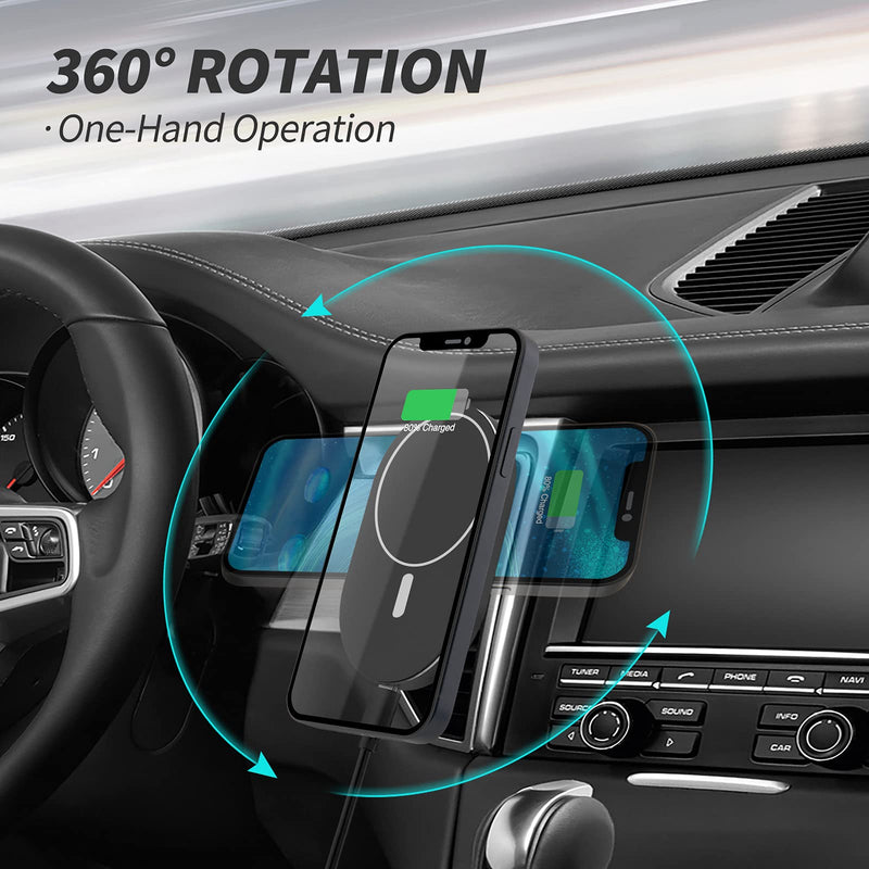 [Australia - AusPower] - Magnetic Wireless Car Charger for iPhone 13/13 Pro/13 mini/12/12 Pro/12 Pro Max/12 Mini,15W Fast Wireless Charging Car Mount,Windshield Dashboard Air Vent Car Phone Holder Charger (Black) Black 