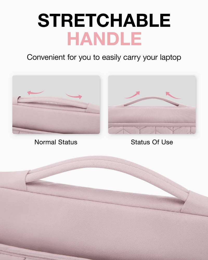 [Australia - AusPower] - BAGSMART 13-14 inch Laptop Sleeve with Handle, Puffy Padded Laptop Case with Accessories Bag, MacBook Case Sleeve Fitted with MacBook Air Pro 13.3 inch 14 inch, Computer Sleeve Fitted with Dell,HP With Accessories-Pink 