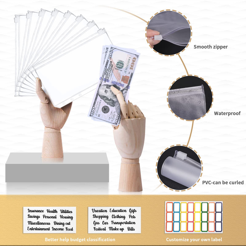 [Australia - AusPower] - Onlyesh Budget Binder, Budget Binder with Zipper Envelopes, Cash Envelopes for Budgeting, Money Organizer for Cash, 28Pcs Budget Planner with Cash Envelopes(Black) Black 