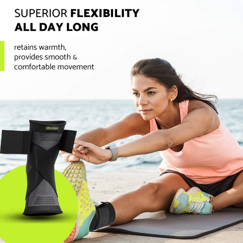 [Australia - AusPower] - GARNO Ankle Brace Compression Sleeve with Adjustable Straps, Arch Support & Foot Stabilizer, Elastic Wrap for Plantar Fasciitis, Achilles Tendonitis Recovery, Sports Bandage Sock; Men, Women 1 