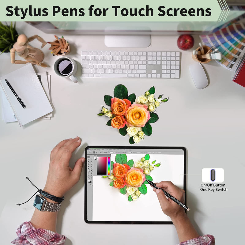 [Australia - AusPower] - Stylus Digital Pen for Touch Screens, Active Pencil Fine Point Compatible with iPhone iPad and Other Tablets for Handwriting and Drawing Black 