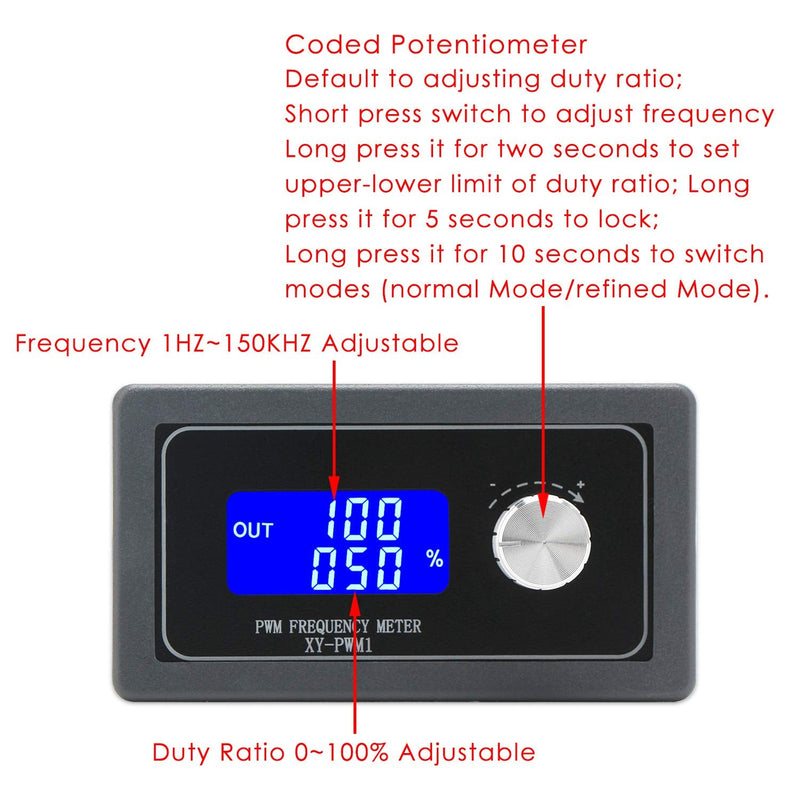 [Australia - AusPower] - Frequency Generator, DROK DC 3.3V-30V 5-30mA 1Hz-150kHz Adjustable Output PWM Pulse Duty Cycle Square Wave Function Signal Generator Module 