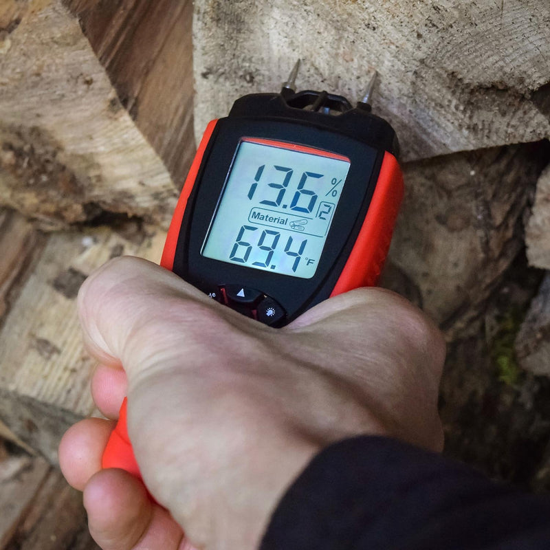 [Australia - AusPower] - ennoLogic Moisture Meter - Digital LCD Pin Type 7 Material Settings - Use for Wood Cement Mortar Brick Drywall Carpet - Backlight Hold Max Min Air Temperature and Holster - eH710T 