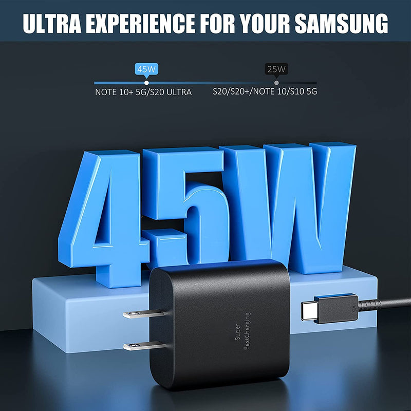 [Australia - AusPower] - Super Fast Type C Charger,Samsung 45W USB-C Wall Charger for Samsung Galaxy S22 S21 S20 Ultra Plus Note 10+,Google Pixel,Note 20,PPS Charger Adapter Block with 5ft C Charger Fast Charging Cable 